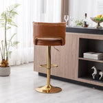 ZUN Bar Stools With Back and Footrest Counter Height Dining Chairs -Leather Brown-2PCS/SET W67663273