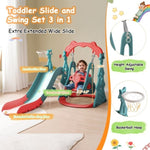 ZUN Toddler Slide and Swing Set 3 in 1, Kids Playground Climber Swing Playset with Basketball Hoops PP322877AAJ