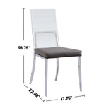 ZUN Set of 2 Acrylic and Leatherette Padded Dining Chairs in Chrome Finish B016P156801