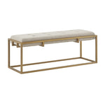 ZUN Button-tufted Upholstered Metal Base Accent Bench B03548754