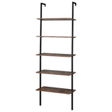 ZUN Industrial Wall Mounted Bookcase 5-Tier Open Ladder Shelf Bookshelf with Metal Frame, 23.6" L x 18960257