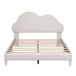 ZUN Full size Upholstered Cloud-Shape Bed ,Velvet Platform Bed with Headboard,No Box-spring Needed,Beige WF310647AAA