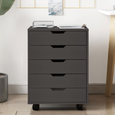 ZUN The filing cabinet has five drawers, a small rolling filing cabinet, a printer rack, an office W67943150