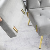 ZUN Velvet Futon Sofa Bed with Metal Legs & 2 Pillows W2272P143366