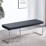 ZUN 51.6" Decorative Stainless Steel Contemporary Bench in Faux Leather for Entryway Bench, Bedroom end WF312282AAB