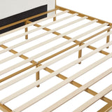 ZUN King Size Bed Frame,Upholstered Platform Bed & High headboard with Wood Slat Support,No Box Spring W1708137166