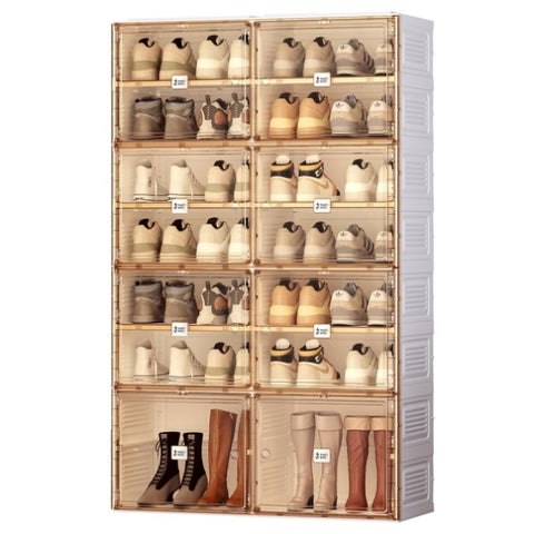 ZUN Portable Shoe cabinet Living Room,Stackable Storage Organizer Cabinet with Doors and Shelves,Shoe W1019P143200