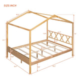 ZUN Full Size Wood House Bed with Storage Space, Natural WF294192AAM