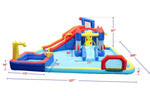ZUN 10 in1 Inflatable slide water park bouncing house garden with splash pool & water gun & basketball & W167790000