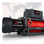 ZUN XPV Electric Winch 10000 LBS 12V Synthetic Rope Load Capacity Red Rope Jeep Towing Truck Off Road W121883548