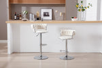 ZUN Set of 2 Bar Stools,with Chrome Footrest and Base Swivel Height Adjustable Mechanical Lifting Velvet W1249123961