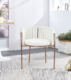 ZUN Dining Chair White Velvet Gold Metal legs, Set of 2 Side Chairs Y-624-W W1727103853