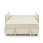 ZUN Loveseats Sofa Bed with Pull-out Bed,Adjsutable Back and Two Arm Pocket,Beige W48766863