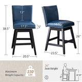 ZUN 26" Upholstered Swivel Bar Stools Set of 2, Modern PU Leather High Back Counter Stools with Nail W1893123705