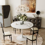 ZUN 42.13"Modern Round Dining Table,Four Patchwork Tabletops with White Solid Wood Veneer Table W757140933