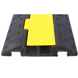 ZUN Cable Protector Ramp, 2 Channels Speed Bump Hump, Rubber Modular Speed Bump Rated 11000 LBS Load W465121324