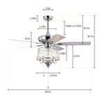 ZUN 52 Inch Crystal Ceiling Fan , Modern Electrical Fan with 5 Wood Reversible Blades, 4 Bulbs Not W1592122690