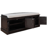 ZUN TREXM Storage Bench with 4 Doors and Adjustable Shelves, Shoe Bench with Removable Cushion for WF284227AAP