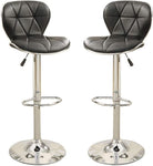 ZUN Black Faux Leather Stool Counter Height Chairs Set of 2 Adjustable Height Kitchen Island Stools Gas B01149734