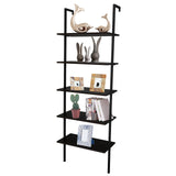 ZUN 5-Shelf Wood Ladder Bookcase with Metal Frame, Industrial 5-Tier Modern Ladder Shelf Wood 64446382