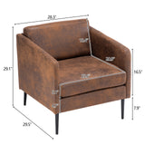 ZUN Iron Legs Wooden Frame 74*71*74cm Bronzing Cloth Indoor Chair Orange 69180352