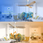ZUN 60 Inch Indoor Modern Ceiling Fan With 3 Color Dimmable 6 Speed Remote Control 3 Solid Wood Blade W934P145959