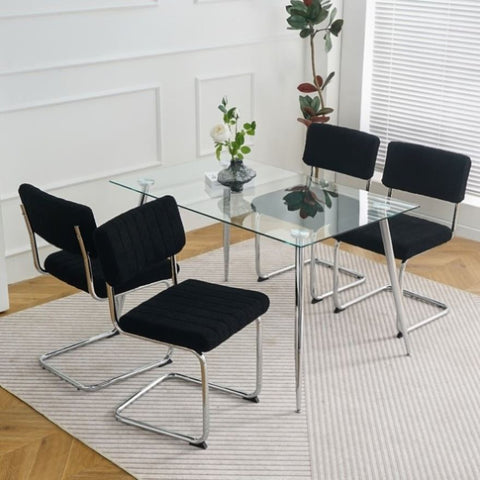 ZUN Modern simple light luxury dining Black Family bedroom stool back Dressing Student W210131945