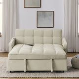 ZUN Loveseats Sofa Bed with Pull-out Bed,Adjsutable Back and Two Arm Pocket,TypeC and USB Charging with W1413124442
