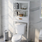ZUN Over-the-Toilet Storage Cabinet White with one Drawer and 2 Shelves Space Saver Bathroom Rack W28227728
