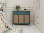 ZUN 3 door 3 drawer cabinet,sideboard,real wood texture,hand painted,natural rattan weaving,suitable for W688105161