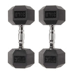 ZUN Rubber Coated Hex Dumbbells, Home Gym Training Hex Dumbbell with Metal Handle, 30lbs Free Weights in 76262921