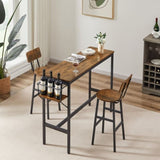 ZUN Bar Table Set with wine bottle storage rack. Rustic Brown, 47.24'' L x 15.75'' W x 35.43'' H. W116294391