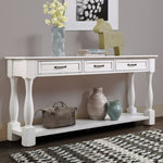 ZUN 63inch Long Wood Console Table with 3 Drawers and 1 Bottom Shelf for Entryway Hallway Easy Assembly W1202114029