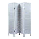 ZUN Sycamore wood 4 Panel Screen Folding Louvered Room Divider - Old white W104169015