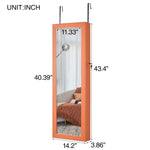 ZUN Fashion Simple Jewelry Storage Mirror Cabinet With LED Lights Can Be Hung On The Door Or Wall 69141144