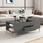 ZUN Modern Lift Top Coffee Table Multi Functional Table with Drawers in Gray & White WF307471AAG