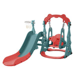 ZUN Toddler Slide and Swing Set 3 in 1, Kids Playground Climber Swing Playset with Basketball Hoops PP322877AAJ