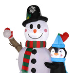 ZUN 6ft With 3 Penguins, 4 Light Strings, 1 Colorful Rotating Light, Inflatable, Garden Snowman 98246671