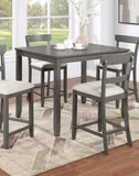 ZUN Classic Stylish Gray Natural Finish 5pc Counter Height Dining Set Kitchen Wooden Top Table and B011P149001