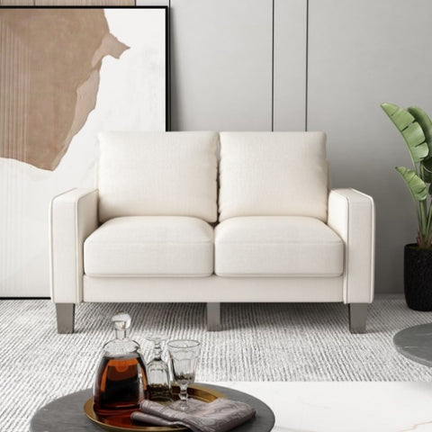 ZUN Modern Living Room Furniture Loveseat in Beige Fabric W109741572