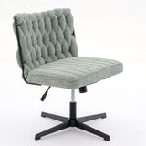 ZUN Armless Office Desk Chair No Wheels, GREEN W1372131078