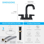 ZUN Bathroom Faucet 2 Handle 4 Inch Centerset Bathroom Sink Faucets 3 Hole with Pop Up Drain and Water 52335256