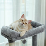 ZUN Multi-functional Cat Tree Tower with Sisal Scratching Post, 2 Cozy Condos, Top Perch, Hammock, 58860018