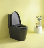 ZUN 15 5/8 Inch 1.1/1.6 GPF Dual Flush 1-Piece Elongated Toilet with Soft-Close Seat - Matte Black W1573101059