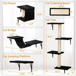 ZUN Cat Wall Shelves, Wall-Mounted Cat Climber Set of 5, Floating Cat Perches, Cat Furniture, Black W2181P144421