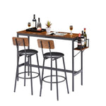 ZUN Bar Table Set with wine bottle storage rack. Rustic Brown,47.24'' L x 15.75'' W x 35.43'' H. W1162104985