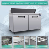 ZUN Orikool 60 IN Commercial Refrigerators Sandwich&Salad Prep Table with a Butcher Block Cutting Board, W2095126123