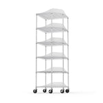 ZUN 6 Tier Shelf Corner Wire Shelf Rack Pentagonal Shelves with Wheels Adjustable Metal Heavy Duty Free W155083054