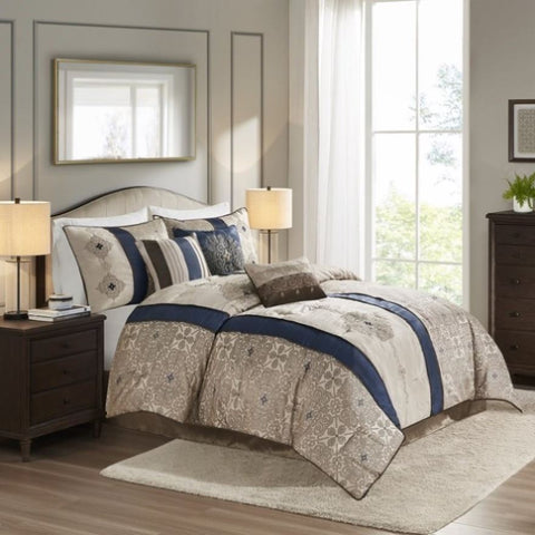 ZUN 7 Piece Jacquard Comforter Set with Throw Pillows B03596995