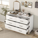 ZUN Elegant High Gloss Dresser with Metal Handle,Mirrored Storage Cabinet with 6 Drawers for WF303282AAK